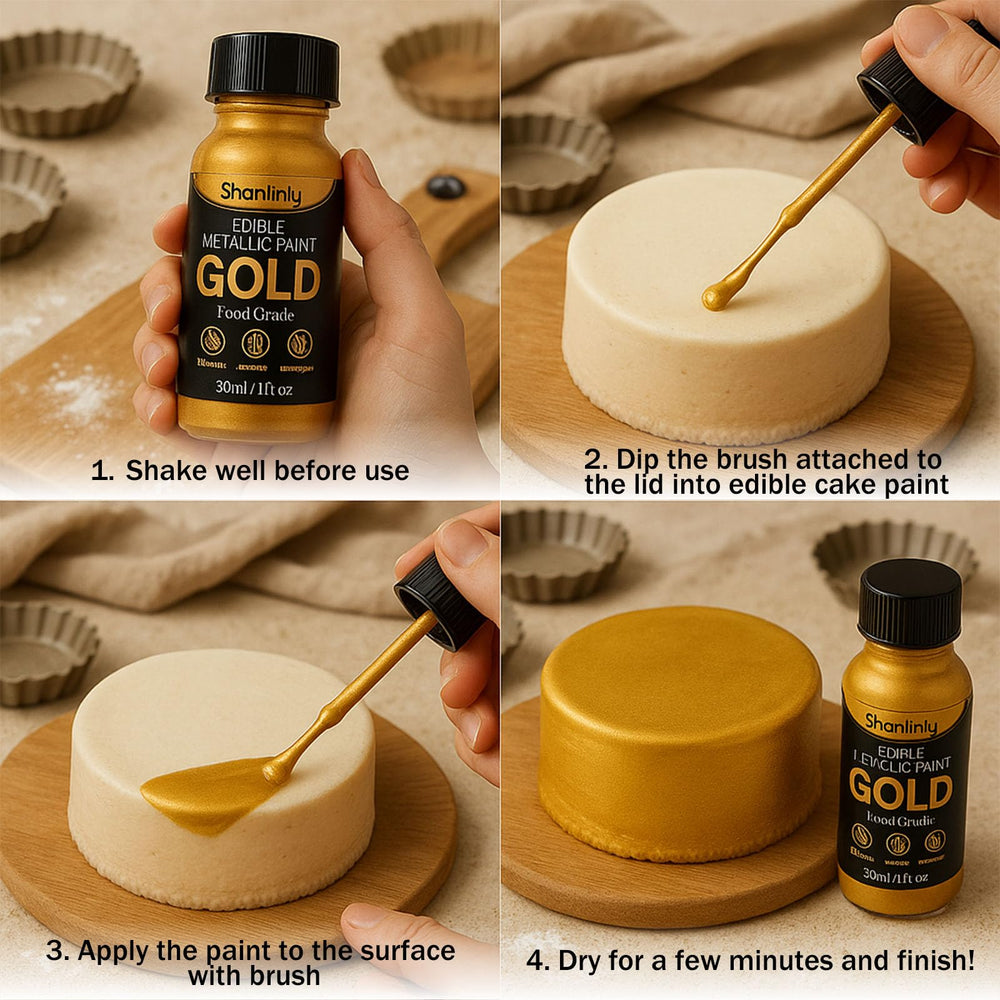 Shanlinly gold edible luster dust on cookies delivers elegant metallic accents