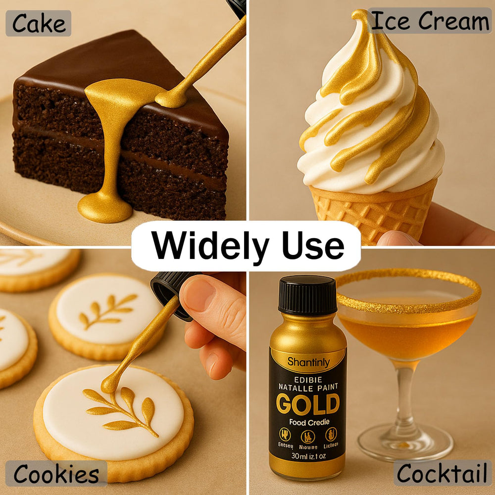 Shanlinly gold edible luster dust on fondant shows pro-like shimmer without cracking