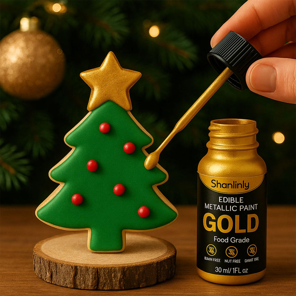 Shanlinly gold edible luster dust quick-dry formula leaves no aftertaste