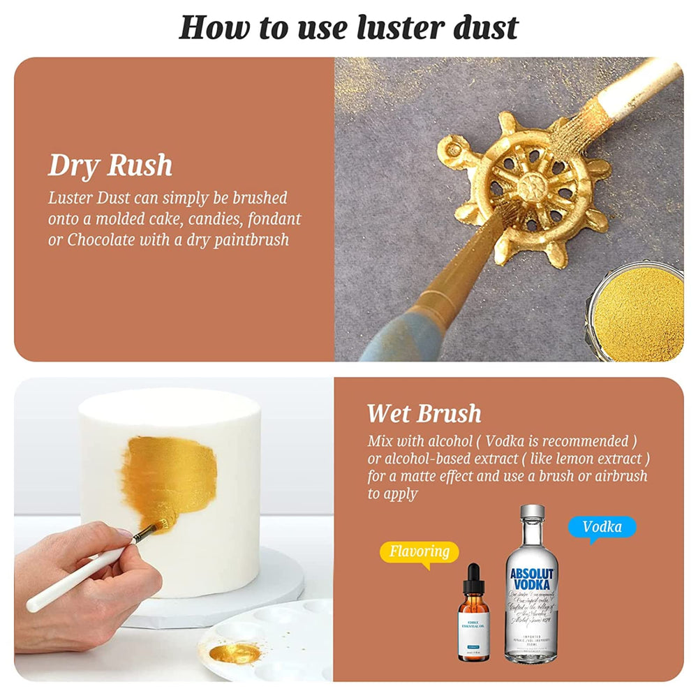 Shanlinly Gold Luster Dust adding shimmer to a beverage or cocktail.