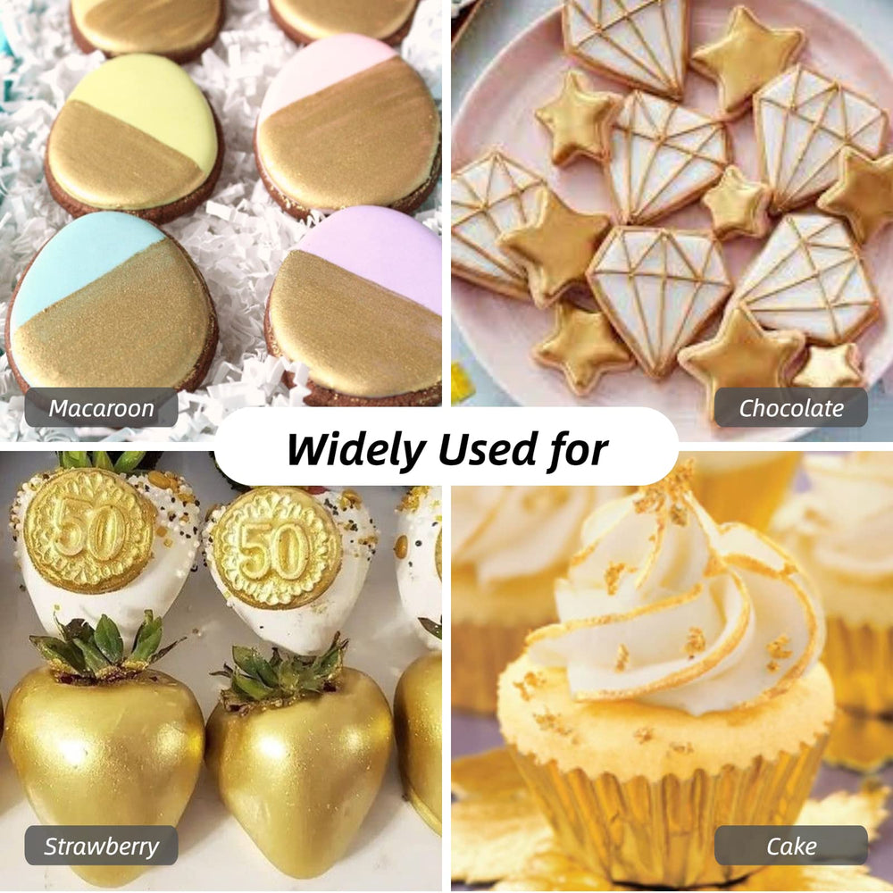 Shanlinly Gold Luster Dust sprinkled on cookies for elegant dessert accents.