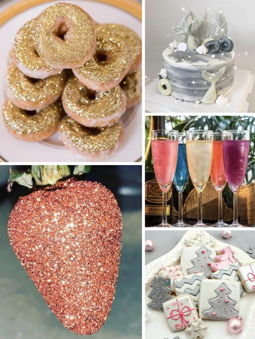 Shanlinly strawberries dusted with gold edible glitter for a gourmet touch.