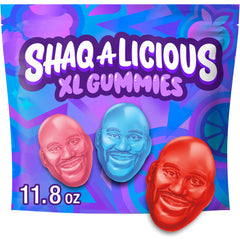 SHAQ-A-LICIOUS XL Gummies original flavor bag with Shaq face, ideal for sharing.