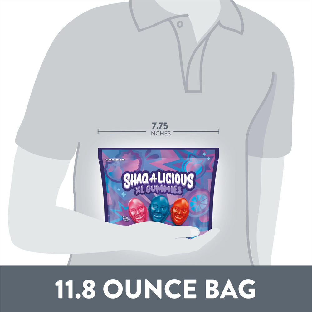 Large, shareable candy from SHAQ-A-LICIOUS fits pantry stash for quick smiles.