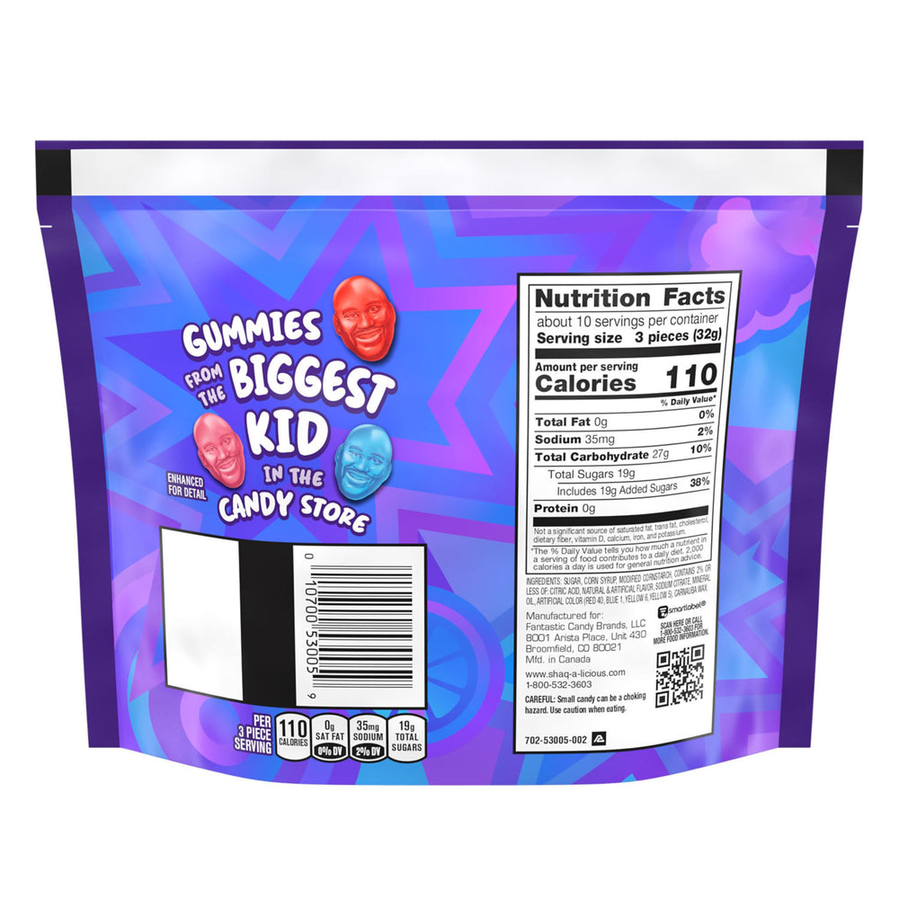 SHAQ-A-LICIOUS XL Gummies peach-berry flavors offer fruity aroma and chewy texture.