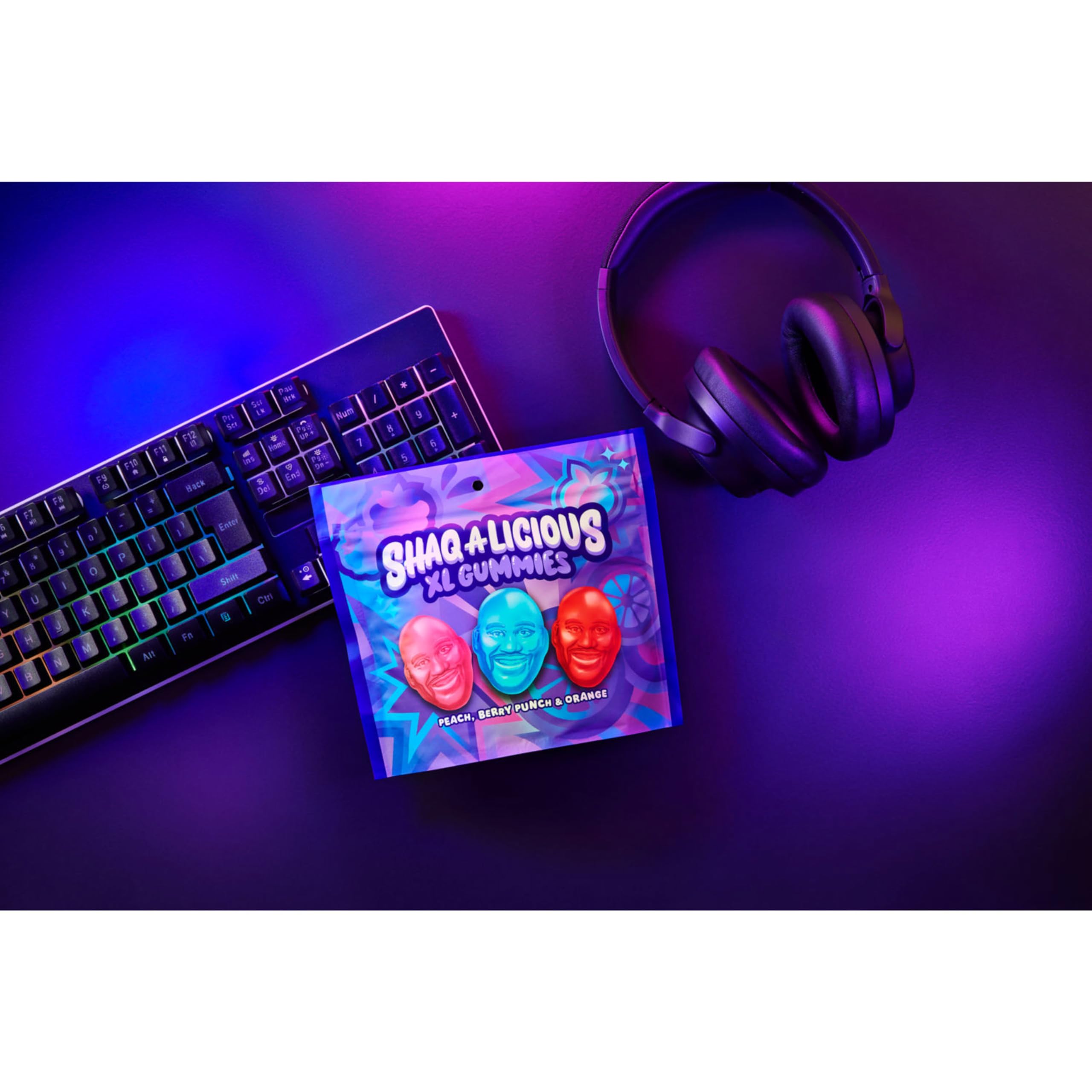 Share a bag of SHAQ-A-LICIOUS XL Gummies with friends during game nights.