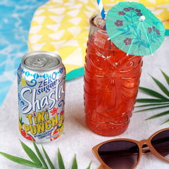 Shasta Zero Sugar Tiki Punch in fridge, chilled and ready to serve