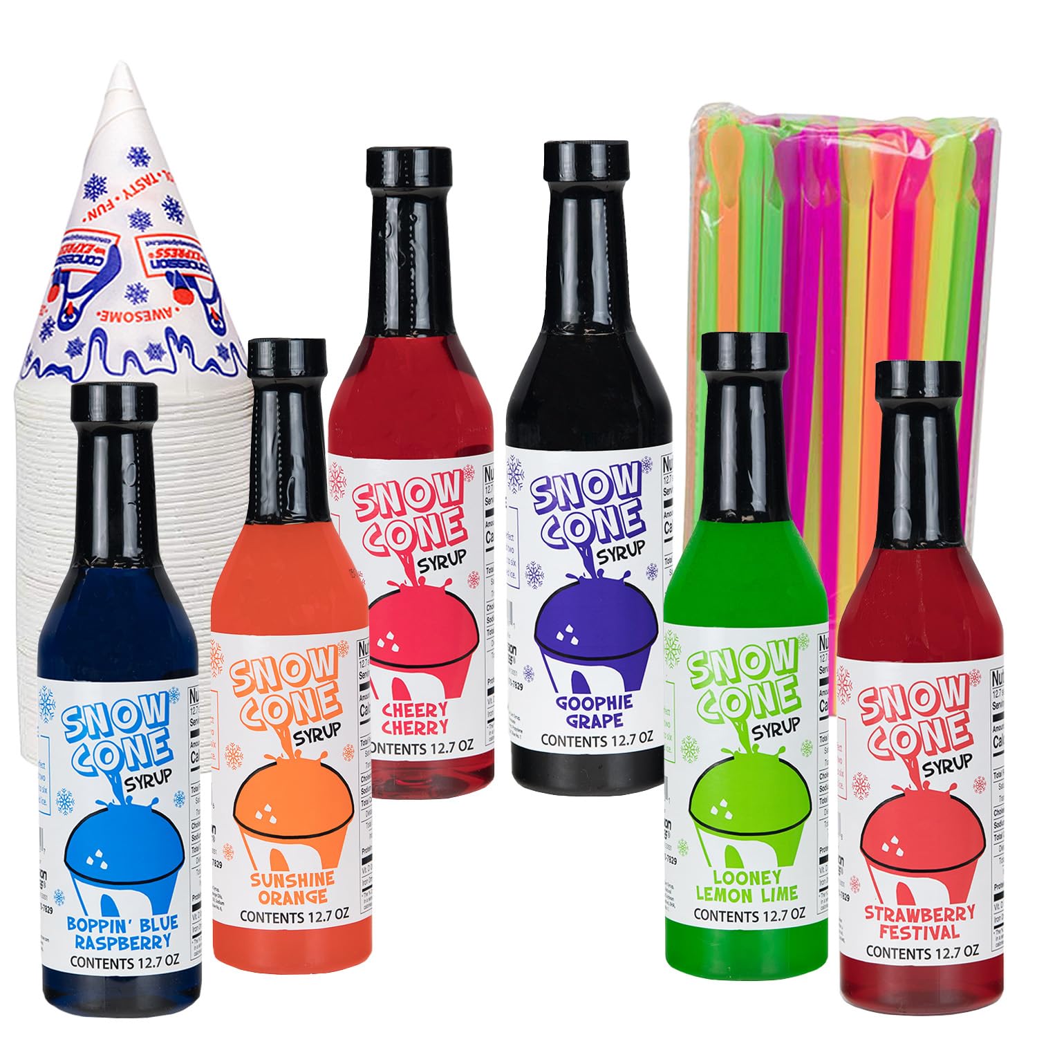 Shave Ice Syrups blue raspberry bottle for refreshing snow cones and easy pouring.