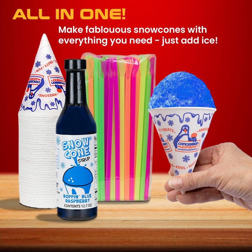 Shave Ice Syrups cherry bottle delivers bold flavor for party snow cones.