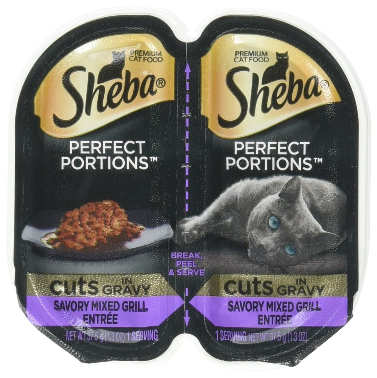 Sheba Perfect Portions Savory Mixed Grill Entree with Gravy - easy two-serving trays for balanced meals