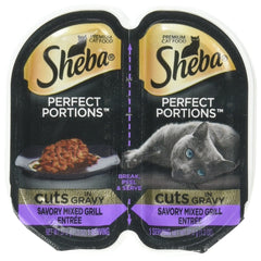 Sheba Perfect Portions Savory Mixed Grill Entree with Gravy - easy two-serving trays for balanced meals