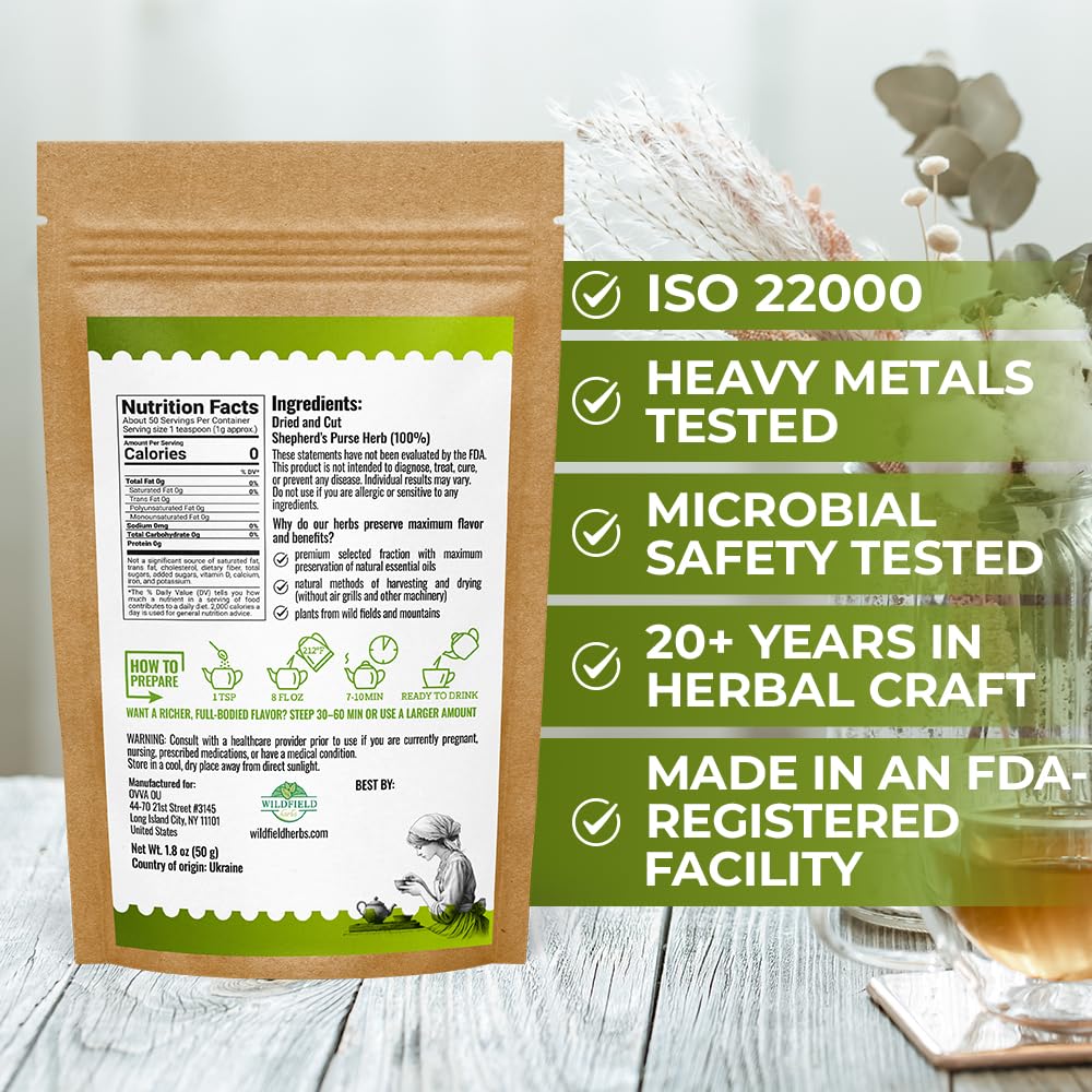 Shepherds Purse herb aroma rich when steeped for calming moments.