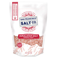 Sherpa Pink Himalayan Salt coarse grain in a bag for versatile everyday seasoning