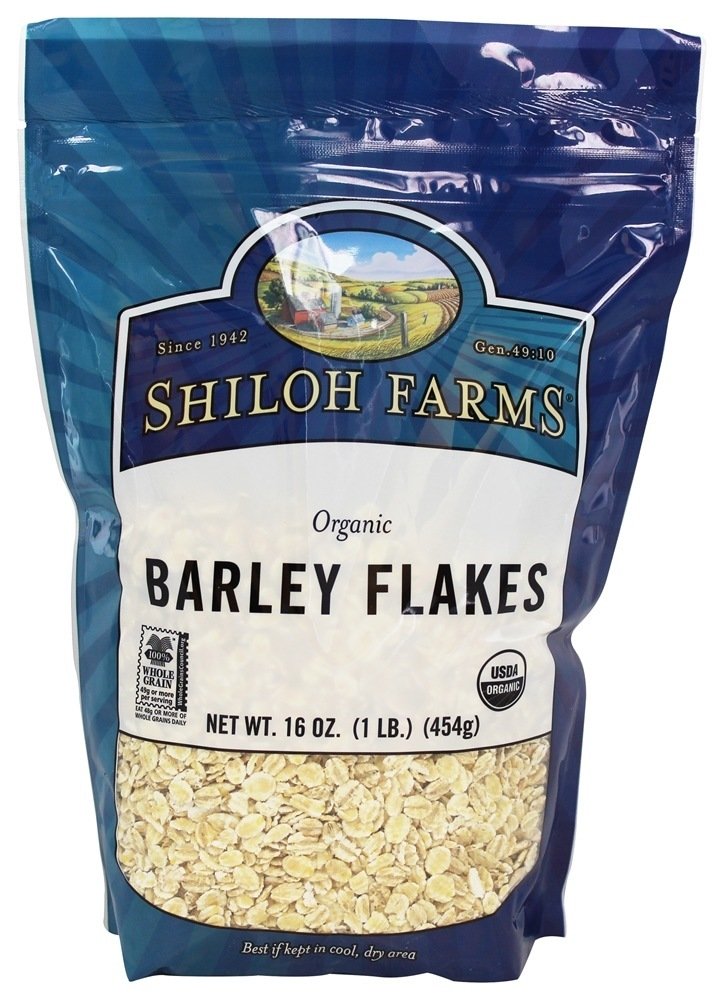 Shiloh Farms Organic Barley Flakes package display, ready for pantry staple use.