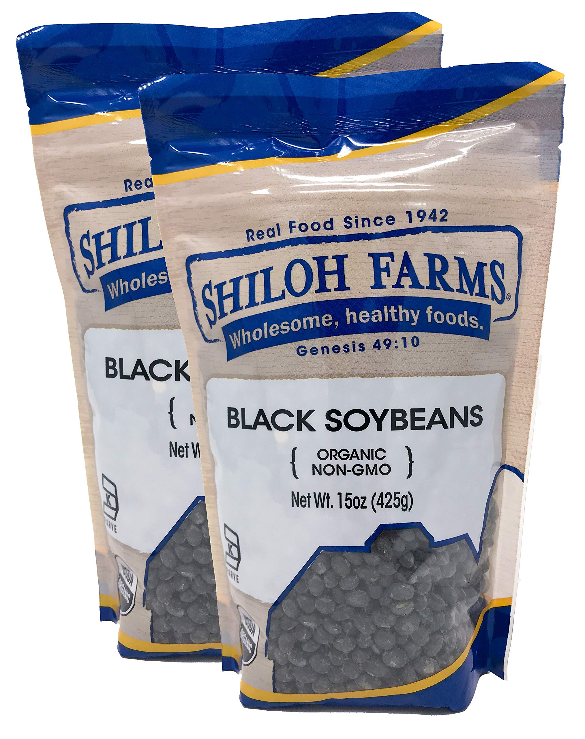 Shiloh Farms Organic Black Soybeans 2-pack in packaging, a versatile pantry staple for plant-based meals.