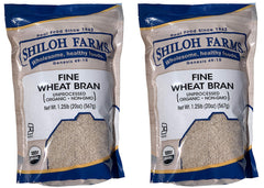Shiloh Farms Organic Fine Wheat Bran pack of 2 bags front view, fiber-rich staple.