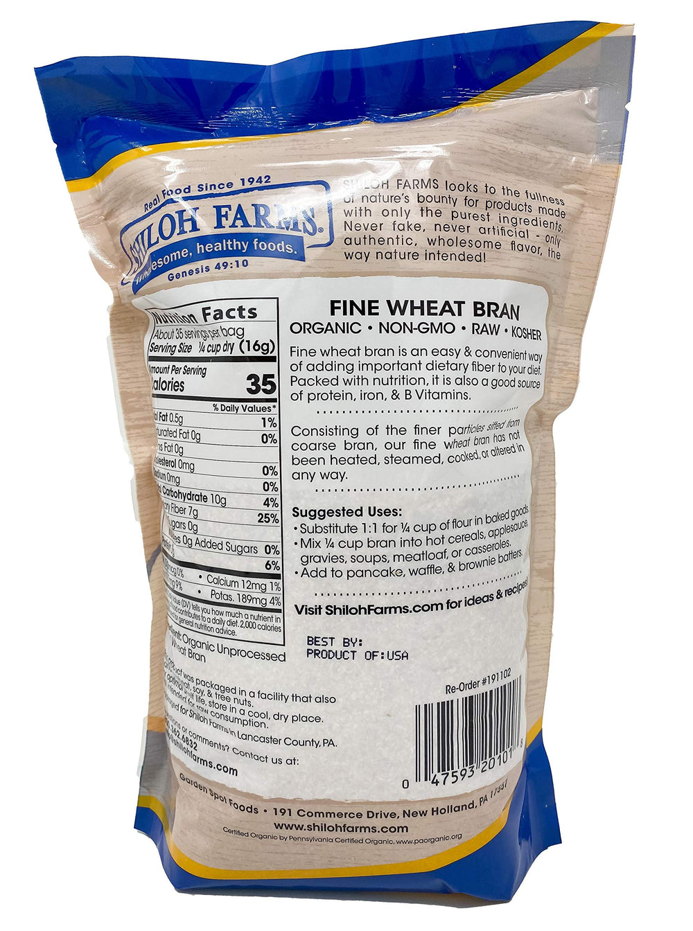 Pouring Shiloh Farms bran into cereal; boosts fiber and nutrient value.