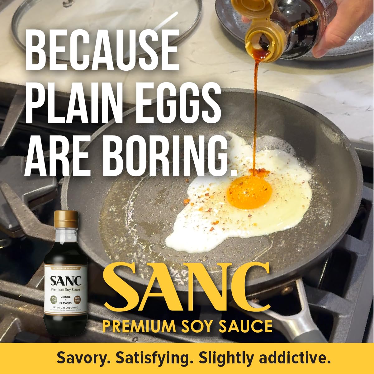 Shinangchon SANC soy sauce on avocado toast for depth and balance