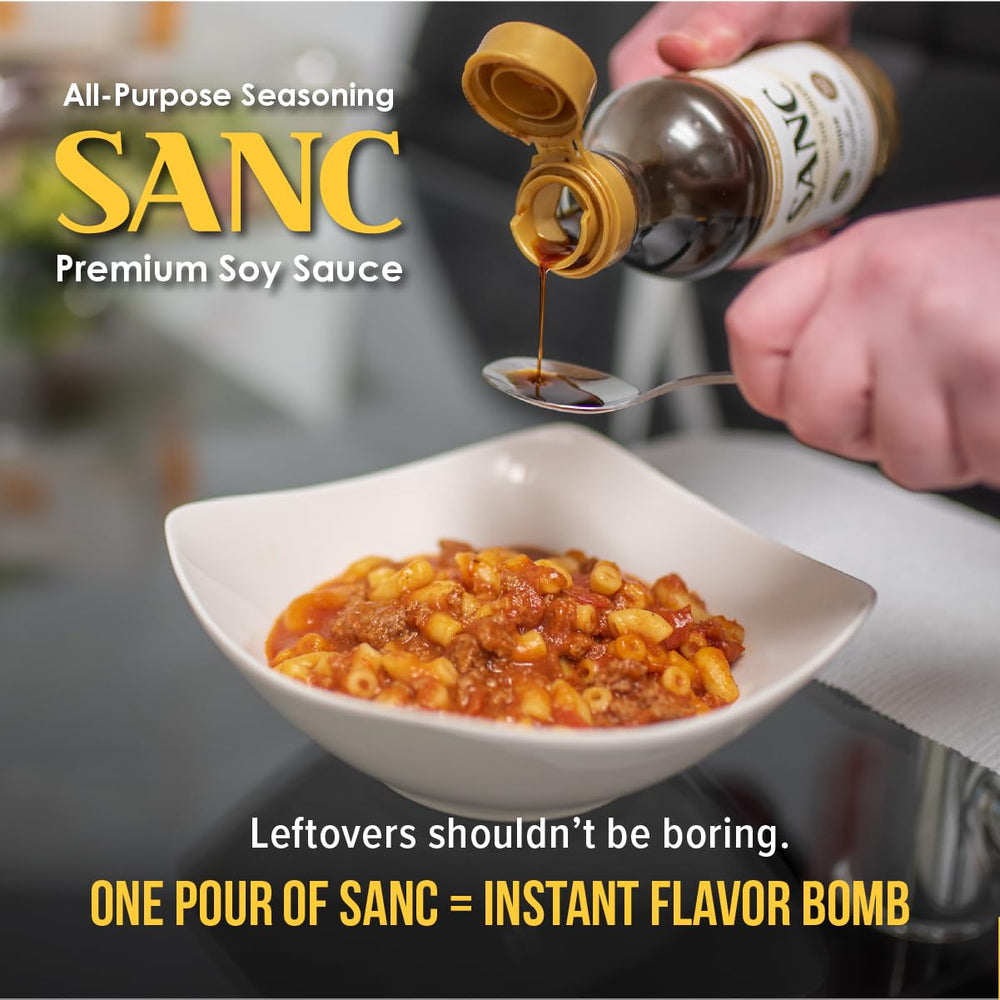Shinangchon SANC soy sauce on eggs for enhanced savory flavor