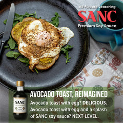 Shinangchon SANC soy sauce label shows non GMO and less sodium formula