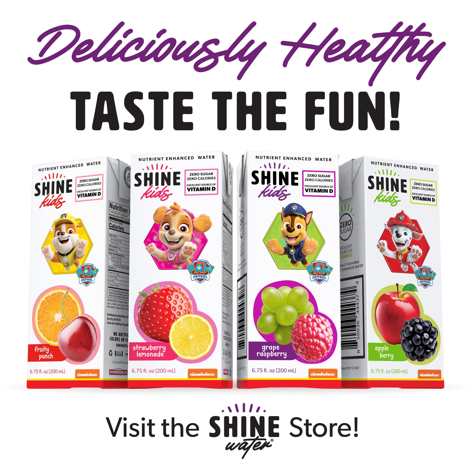32-pack ShineWater packaging display for easy school lunches