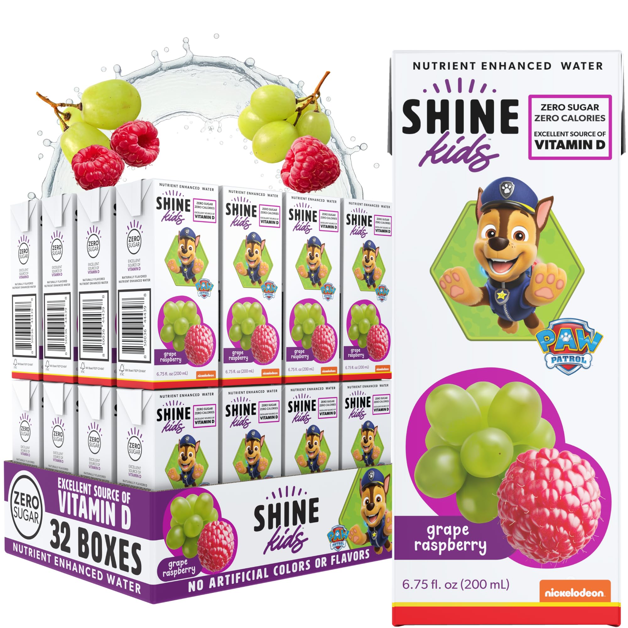 ShineWater Paw Patrol grape raspberry juice box for kids, natural flavor and hydration