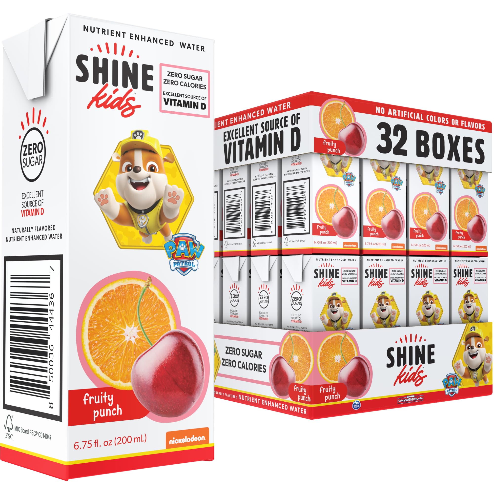 ShineWater Paw Patrol strawberry lemon juice box back with ingredient details