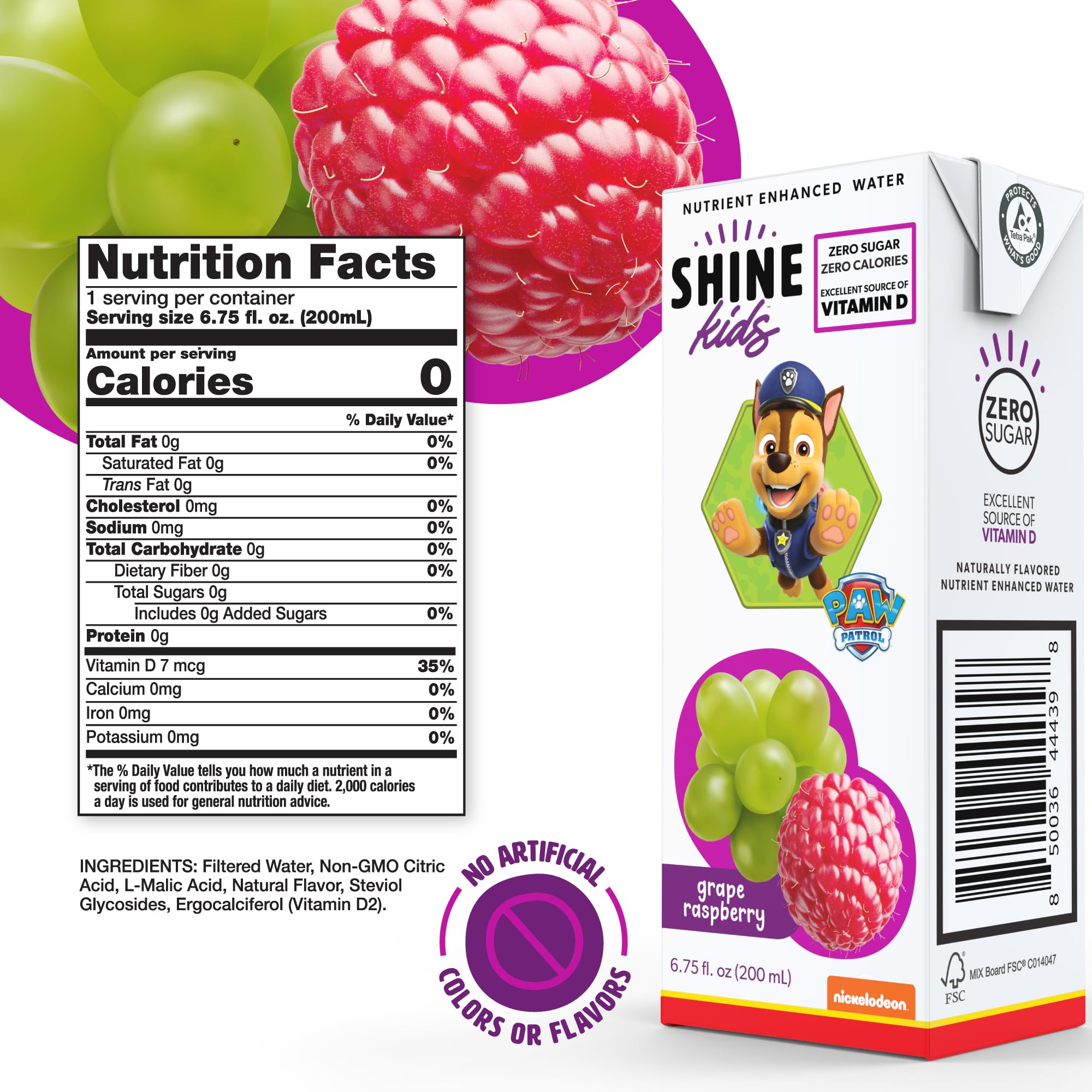 ShineWater Paw Patrol juice pouch with vitamin D for on‑the‑go kids