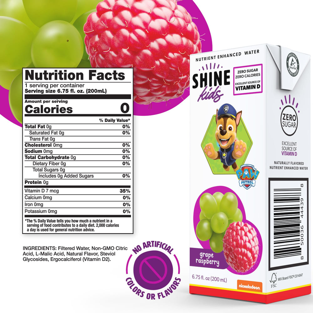 ShineWater Paw Patrol juice pouch with vitamin D for on‑the‑go kids