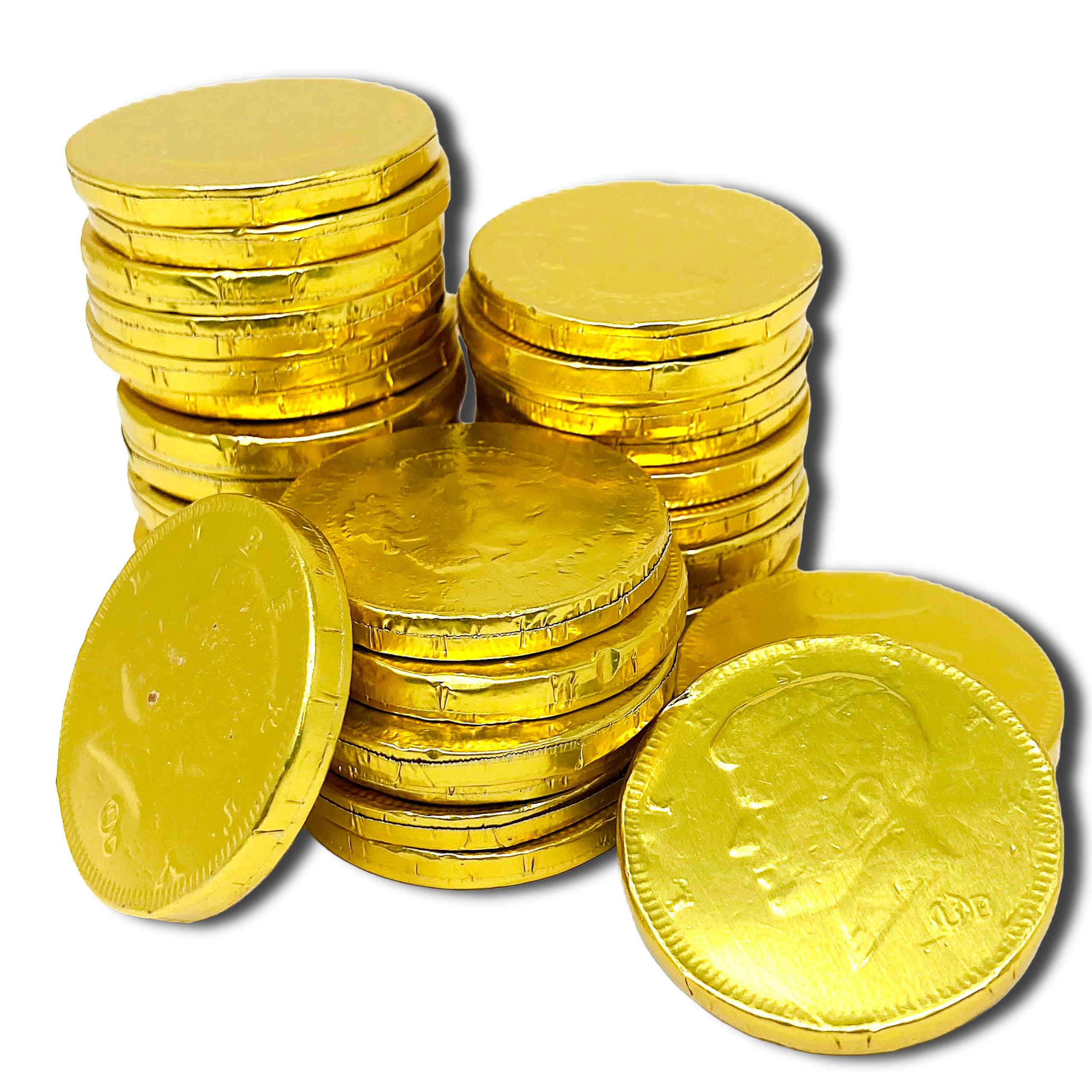 Shippedfast chocolate coins on display for treasure hunts or celebrations.