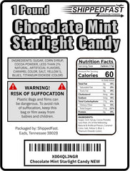 Shippedfast Chocolate Starlight Mint Candy with deep brown and green stripe design.