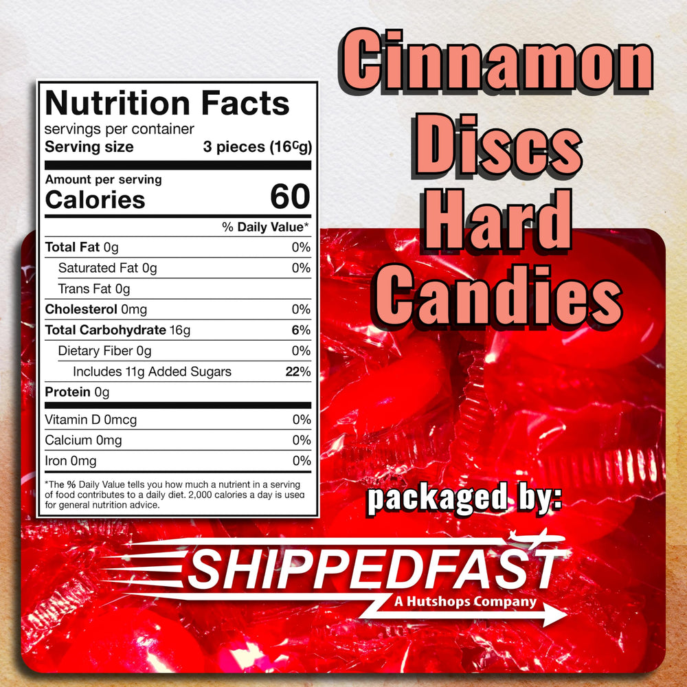 Shippedfast Cinnamon Discs individually wrapped pieces for on-the-go snacking.