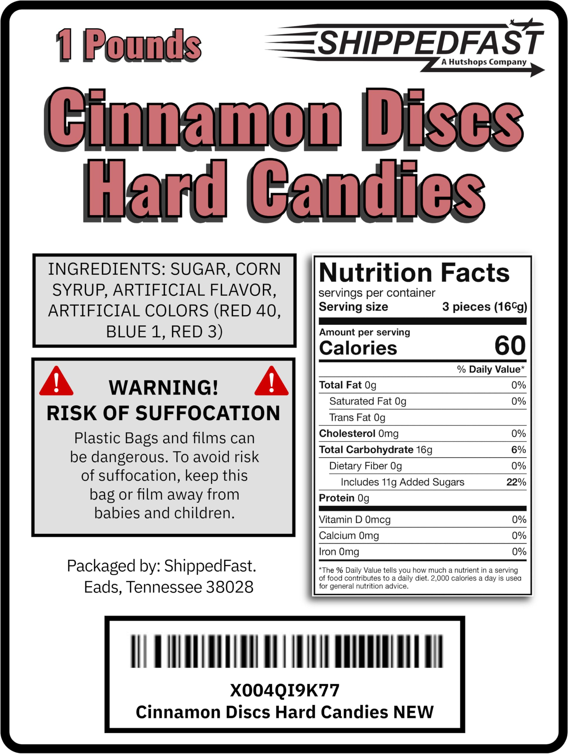 Shippedfast cinnamon discs individually wrapped pieces for portable snacking