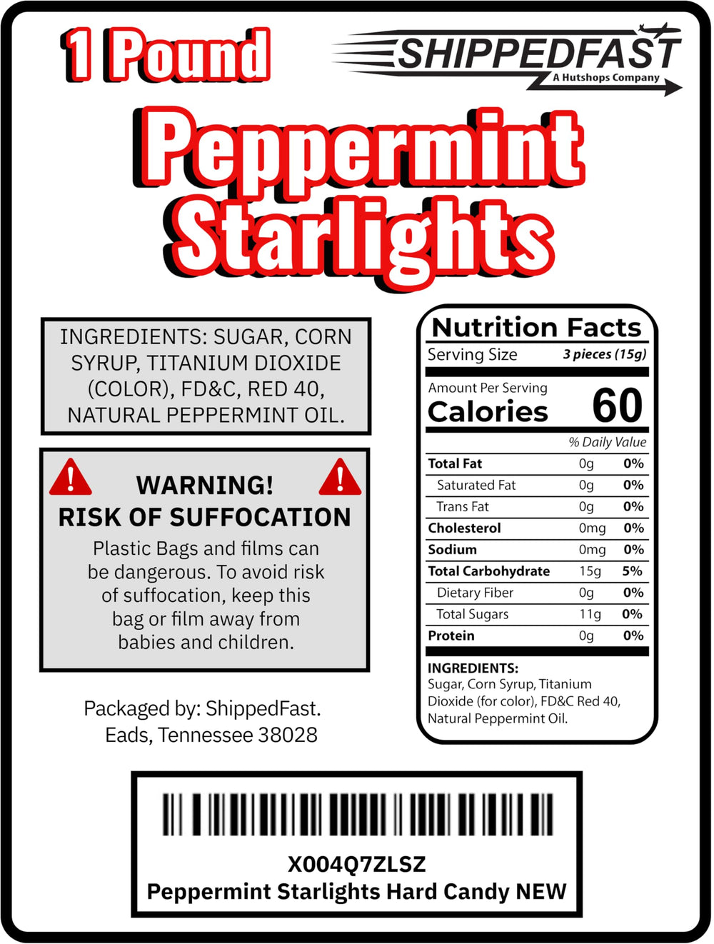 ShippedFast Peppermint Starlights candies are individually wrapped for freshness and portability.