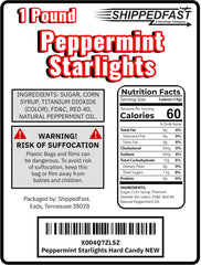 ShippedFast Peppermint Starlights candies are individually wrapped for freshness and portability.