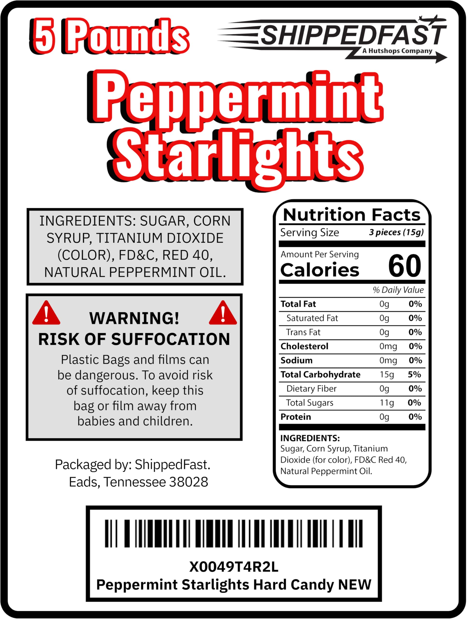 Shippedfast Peppermint Starlights individually wrapped candies for freshness on the go
