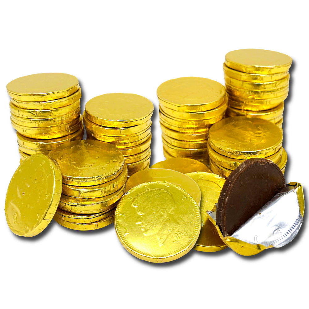 Shippedfast rich milk chocolate coins crafted in Pennsylvania, ideal for gifting.