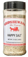Shipshewana Happy Salt bottle shown with clear labeling for easy kitchen use.