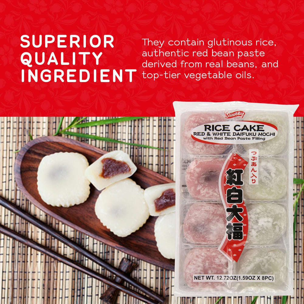Shirakiku Mochi texture closeup highlights glossy glutinous rice chew