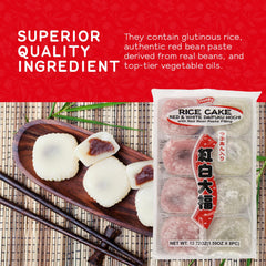 Shirakiku Mochi texture closeup highlights glossy glutinous rice chew