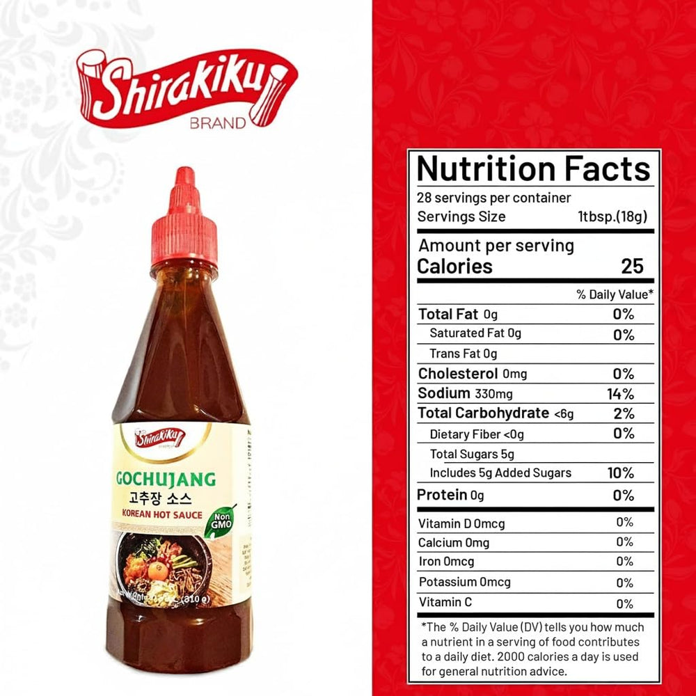 Shirakiku Gochujang label closeup showing non-GMO claim.