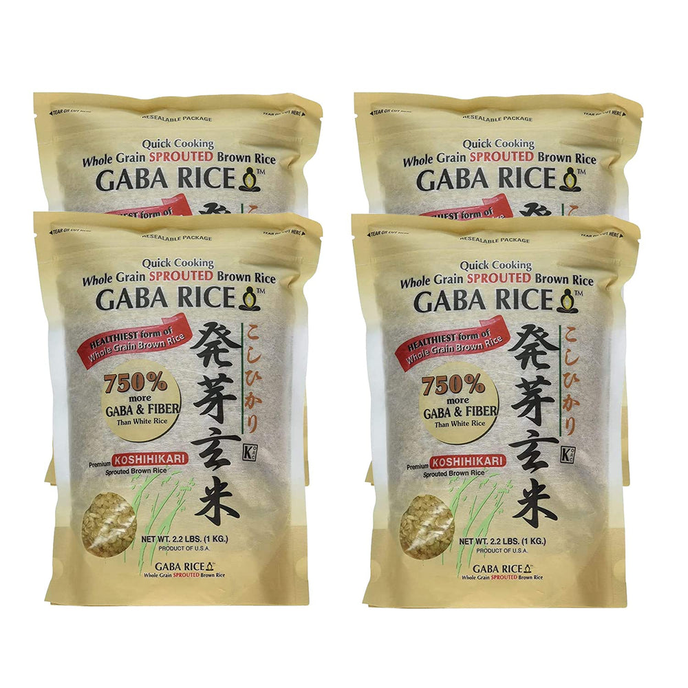 Shirakiku Koshihikari sprouted brown GABA rice pack of four for easy weeknight meals