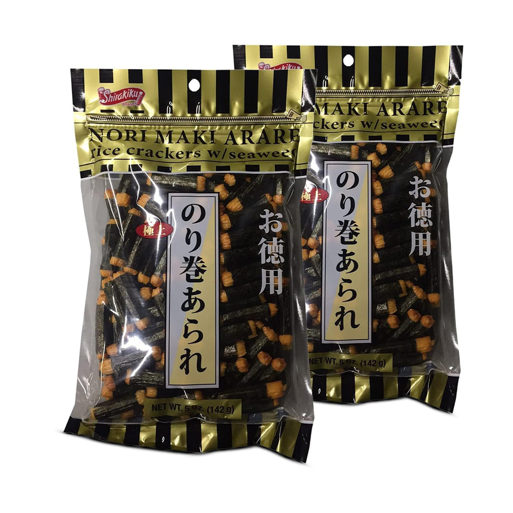 Shirakiku Nori Maki Arare two-pack crackers with seaweed flavor