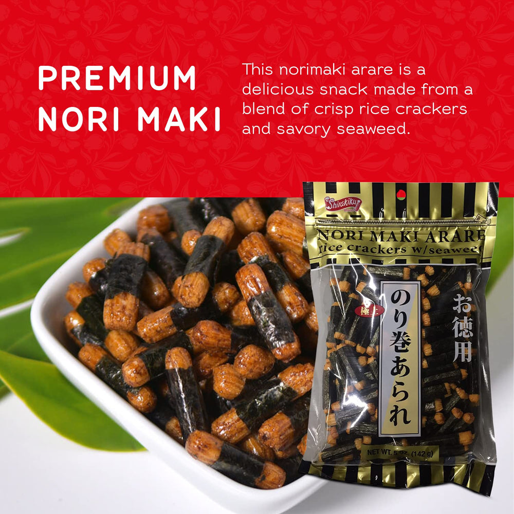 Shirakiku Nori Maki Arare served in bowls with tea, ideal for sharing