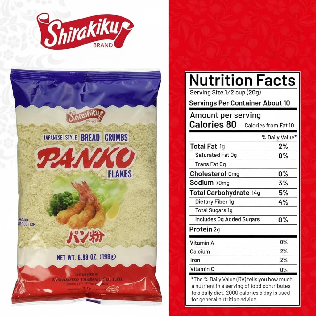Shirakiku panko flakes closeup highlighting airy texture for frying