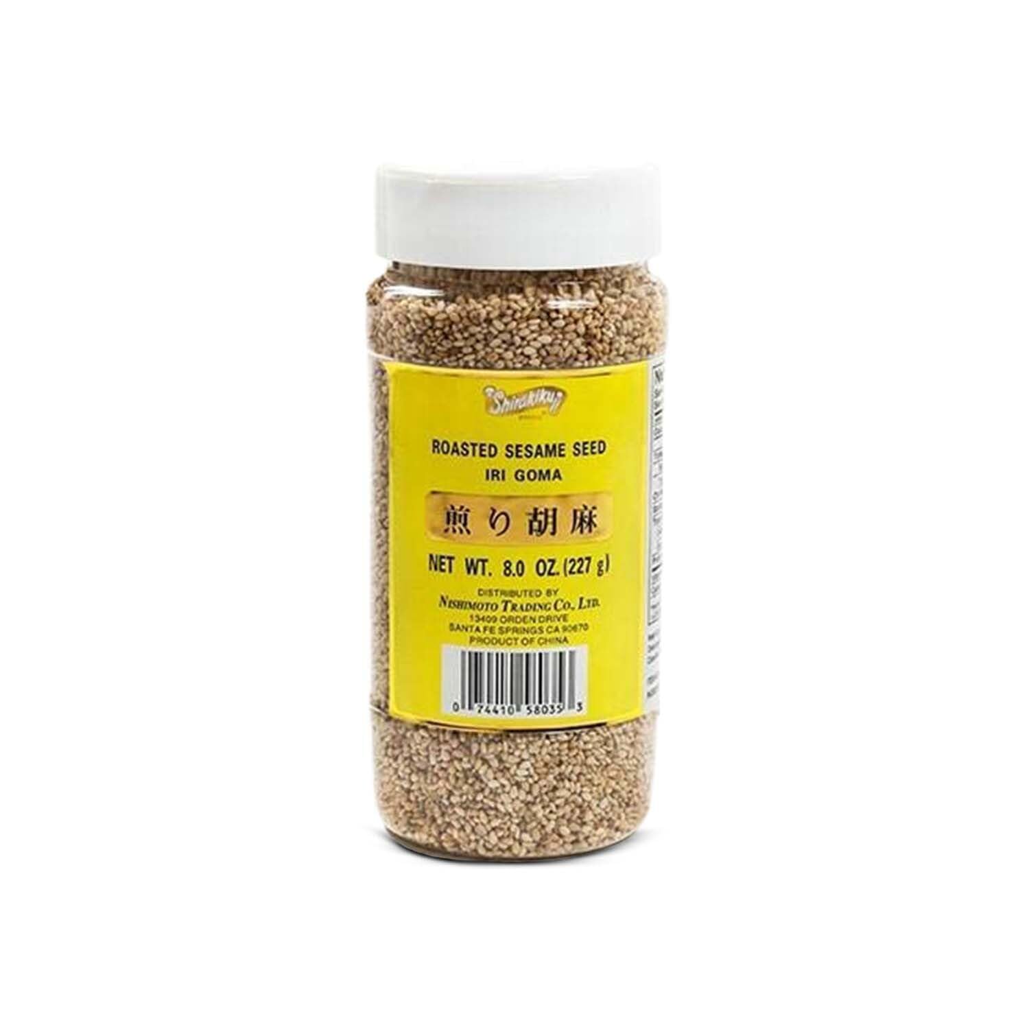 Shirakiku roasted sesame seeds bottle enhances salads with nutty flavor and crunch