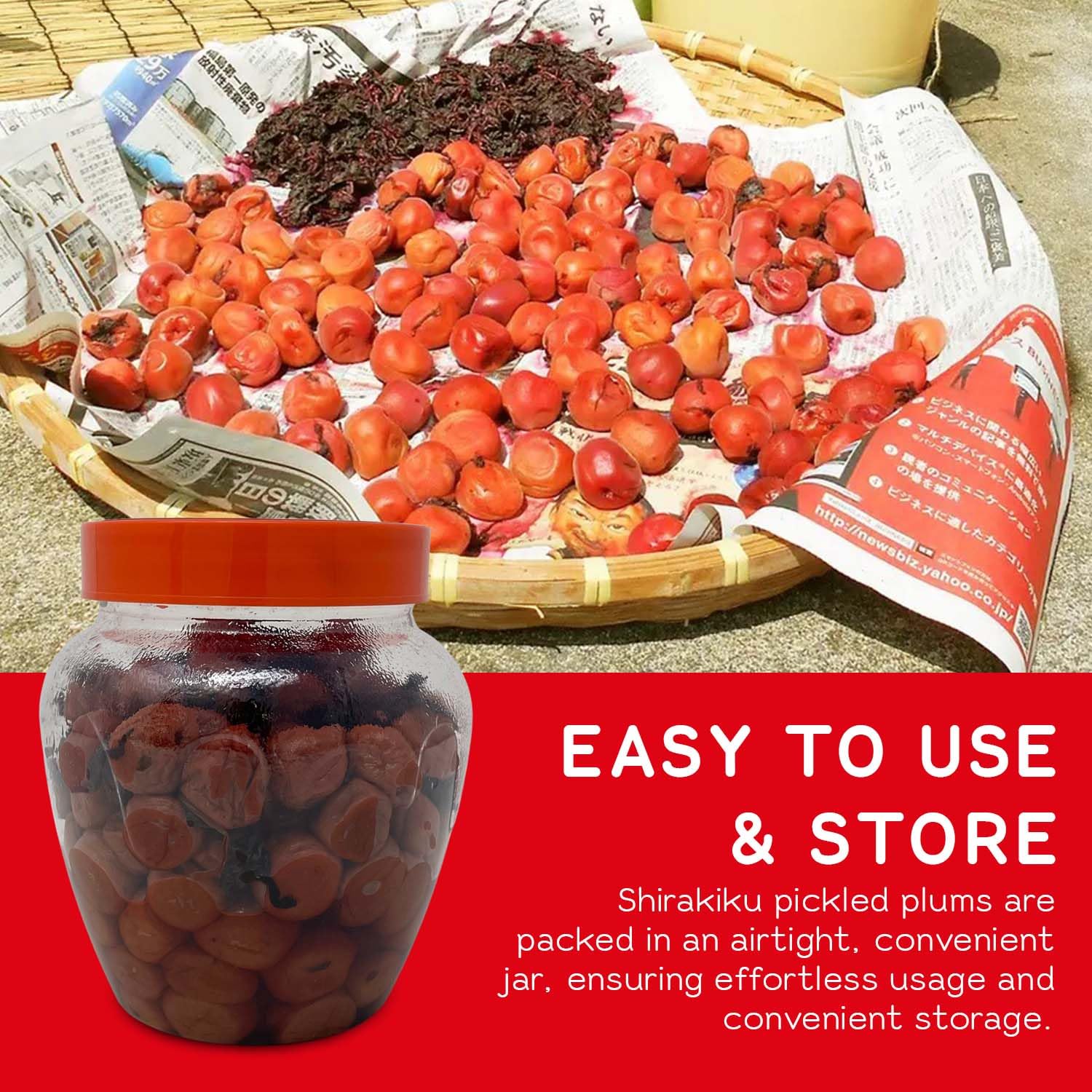 Shirakiku salted plums in a bowl add bright flavor to salads.