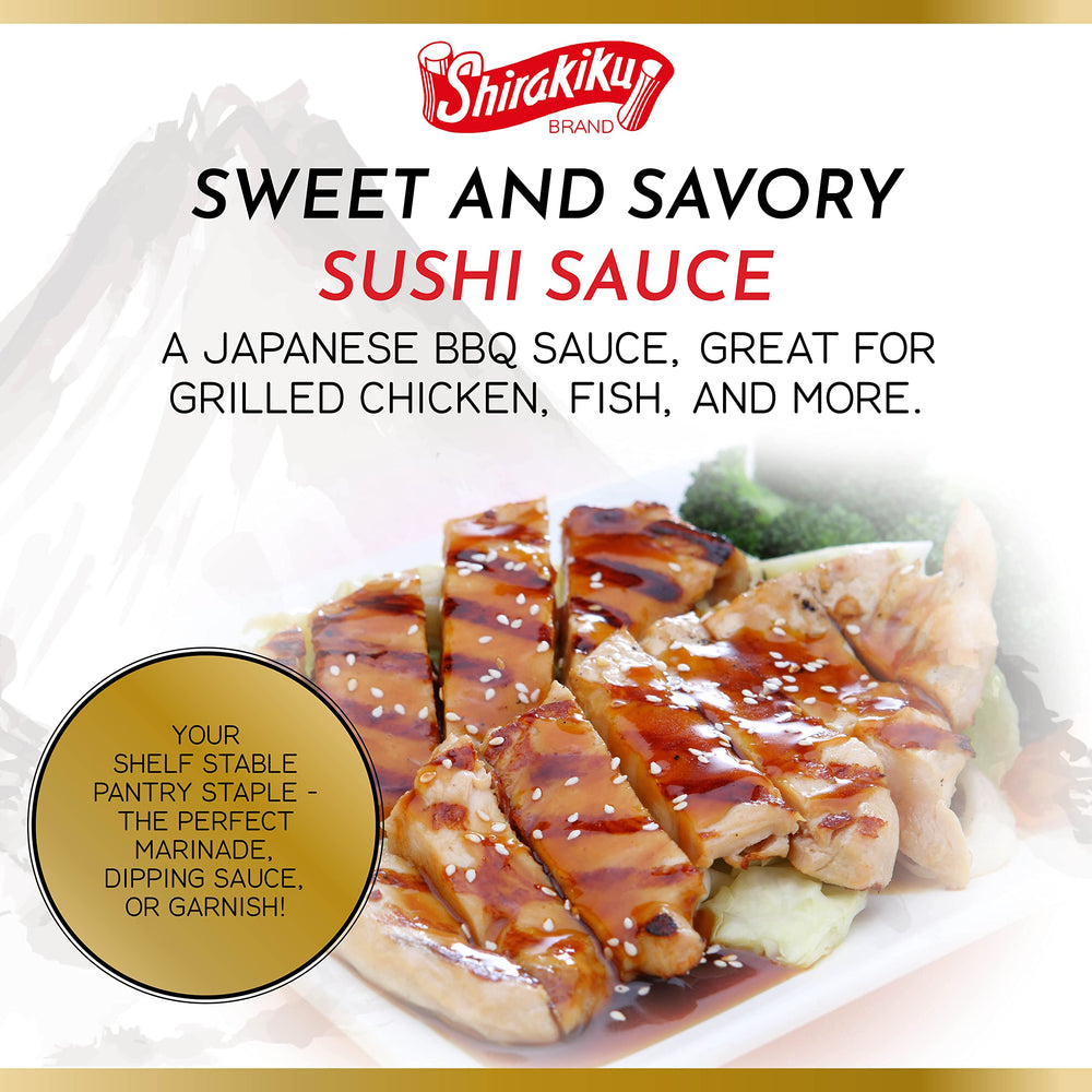 Shirakiku sushi sauce as dipping glaze for rolls.