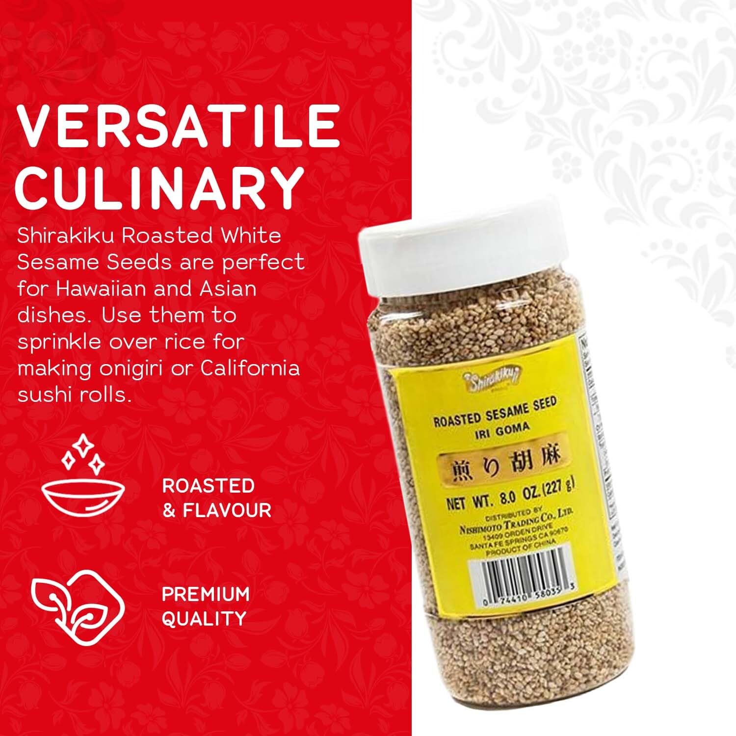 Shirakiku roasted sesame on sushi rolls boosts visual appeal and taste