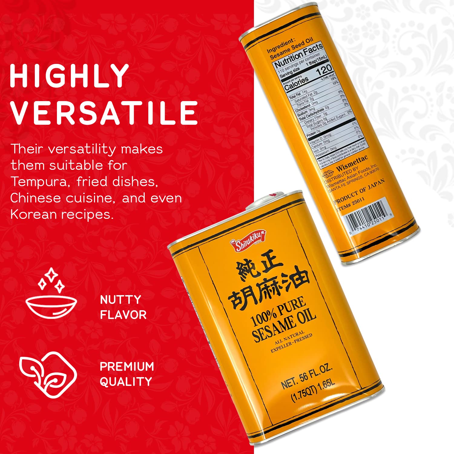 Shirakiku toasted sesame oil-nutty-aroma perfect for dipping sauces and noodle dishes.
